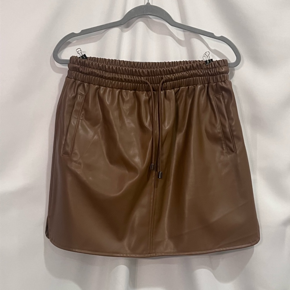 Entro Tan Faux Leather Skirt